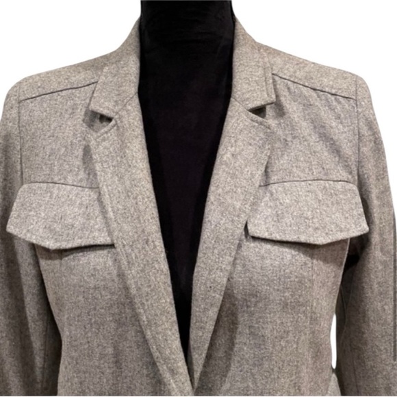 Club Monaco wool blend light academia button front grey blazer jacket size 6 - Picture 2 of 12